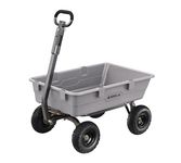 Gorilla Carts Heavy-Duty Poly Dump Cart, 5 Cu Ft Tub, 800 lb Haul Capacity, Gray – Towable Utility Wagon with Quick-Release Dumping & Pneumatic Tires for Yard, Landscaping and Gardening