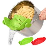 Snap Strainer, 2 PACK Silicone Food Strainers Heat Resistant Clip On Strain Strainer Rice Colander Kitchen Gadgets Drainer Hands- For Pasta, Spaghetti, Ground Beef, Universal Fit All Pots Bowls