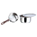 Vinod Stainless Steel Regular Saucepan (0.8 Litre) & Capsule Bottom Tope (1.4 Litre) with Lid(Induction and Gas Stove Friendly), 2 Years Warranty, Silver