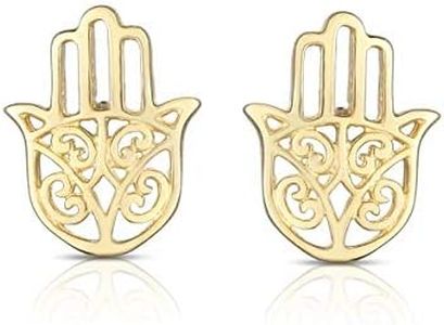 14k Yellow Gold Hamsa Shape Stud Earrings