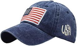 Adjustable Baseball Cap American Flag Hat Headdress Outdoor Sports Cap Peaked Cap Cotton, Blue, One Size