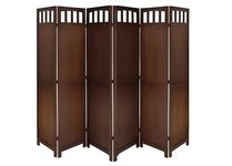 WoodCraftia Wooden Room Divider Partition - Foldable Wood Screen Separator for Living Room, Bedroom, Office, Restaurant || Plain Design, Brown (6 Panel)