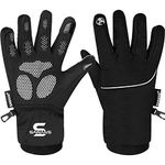 Waterproof & Windproof Thermal Winter Gloves Thinsulate TouchScreen Ski MTB Anti Slip Cycling Snowboarding Padded Palms Mountain Bike Mitts Men Women Driving Sports (L, Black)