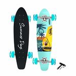 Jaspo Summer Days Cruiser Wooden (Concave Maple) Skateboard (28 x 8 inches) 7 Layer, Concave Design Complete Skateboard with PU Wheels for Kids/Boys/Girls/Youth/Adult (Summer Days)