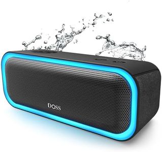 DOSS SoundBox Pro Bluetooth Speaker with 20W Stereo Sound, Active Extra Bass, IPX6 Waterproof, Bluetooth 5.0, TWS Pairing, Multi-Colors Lights, 20H Playtime, Portable Speaker for Beach, Outdoor-Black