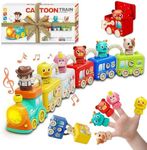 Toddler Learning Toys for 2 3 4 Year Old - Counting Matching & Sorting Activity Montessori Train Set with Vehicle Transportation,Farm Animals, Keys to Lock and Unlock Barns，Christmas Birthday Gift