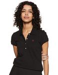 Allen Solly Women Black Solid regular fit T-Shirt(AHCTCRGFF25308_Black Solid_L)