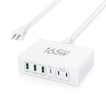 USB C Charger Block 165W Fast Type C Charging Station Hub 65W GaN USB C Laptop Wall Charger Boxeroo 6Port USBC PD3.0 Multiport Power Adapter for MacBook Pro,iPad Pro, Galaxy, iPhone 15 (3C3A-White)