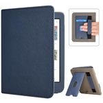 Caweet Case for Kobo Clara Colour/BW 6 Inch 2024 Release, Premium PU Leather Foldable Stand Protective Sleeve Cover with Card Slot and Hand Strap, Blue