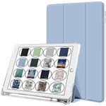 DuraSafe Cases For iPad 9th 2021 8th 2020 7th 2019 Generation [iPad 9 iPad 8 iPad 7 ] 10.2 Inch A2602 A2270 A2197 MK663HN/A MK673HN/A Clear Back TPU Silicone Back Printed Case Pencil Holder - Sky Blue