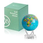 MOVA Globe - Ocean Blue Political Map Signature (6") | Rotating World Globe Powered by Light | Educational Home Décor | No Batteries or Wires Needed