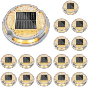 VOLISUN Solar Driveway Deck Dock Marine Lights, 16 Pack Ground Lights 2 Colors in 1 LED, Waterproof Driveway Marker for Pathway Warning Step (White/Warm White)