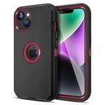 Jiunai for iPhone 14 Case, [Shockproof] [Anti-Dust] [Heavy Duty Protection] Protective Anti Scratch Dual Layer Raised Edge Tough Rugged Hybrid Bumper Phone Case for iPhone 14 6.1’’ 5G 2022 Black Red