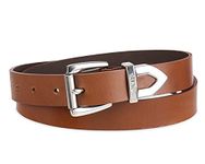 Levi's Women's Slim Casual Western Leather Jean Belt with Roller Buckle and Metal Tip End (Regular and Plus Sizes), Tan Classic, Small