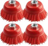 4Pcs Abrasive Nylon Cup Brush for Angle Grinder, ZORUNNA 3 Inch Wire Wheel for Angle Grinder 5/8 Inch-11 Threaded Arbor, Nylon Wire Brush for Drill Ideal for Removing Rust, Corrosion, Paint.