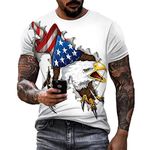 Men's Short Sleeve Patriotic American Design with Eagle and Flag Premium T-Shirt, Tsm01754bd, 3XL