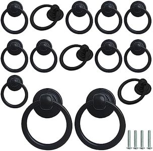 YMAISS 14packs Cabinet Ring Handles Drop Ring Knobs Single Hole Dresser Pulls,Vintage Round Ring Drawer Pulls,Circle Drawer Pulls for Cabinet Drawer Cupboard Wardrobe,Black