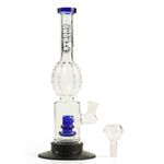 STRONG BONG 10 inch Thick Glass Percolator Bong with a Rubber Base (Blue2)