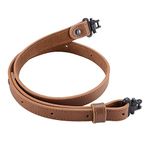 Rifle Gun Sling Buffalo Hide Leather with Mil-Spec Swivels,Durable Gun Strap, Metal Hardware 1" Wide by BOOSTEADY