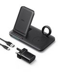 Anker 335 Wireless Charger, 3 in 1 Wireless Charging Station with Adapter, For iPhone 15/14/13/12 Series, AirPods Pro, Apple Watch Series 1-6 (Works with Original 1m/3.3ft USB-A Cable)