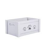 Paw Shaped Cutout Dog Toys Chest Gift Hampers Storage Collection Box Wooden Crates Gift Hampers (Grey, Medium)