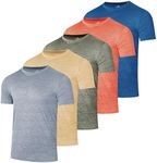 5 Pack Men’s Active Quick Dri Dry Fit Crew Neck T Shirts Athletic Running Gym Workout Short Sleeve Tee Tops Camisas para Hombres Summer