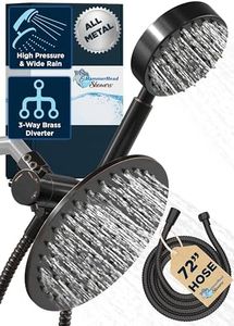 HammerHead Showers® ALL METAL Dual Shower Head Combo – OIL RUBBED BRONZE – 8 Inch Rainfall High Flow Shower Head & Handheld Shower Head High Pressure with Hose 6ft - Hotel-Like Double Shower Heads