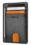 Buffway Slim Minimalist Front Pocket RFID Blocking Leather Wallets for Men Women - Alaska Black