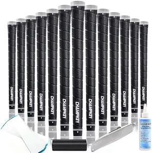 CHAMPKEY Maximum Texture Wrap Style Golf Grips 13 Pack with Full Repair Kits - Sofr and Comfortable Golf Club Grips - High Traction and Feedback Golf Grips(Black,Midsize)