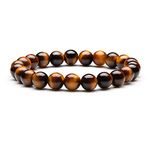 Tiger Eye Stone Bracelet Meditation Mala Men Woman Natural Stone Bangle Elastic Stretch Bracelet