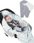 PurFlo Cosy Wrap Travel Blanket | Luxury Cotton Lining & Soft Fleece Outer | Breathable Car Seat & Pram Star Blanket | Safer Alternative to a Loose Baby Car Seat Blanket | 0-9 Months | Scandi Spot