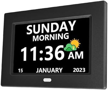 LXBYJKJ 7 Inch Digital Clock with Day and Date for Elderly Alzheimer's Dementia Clock Customizable Alarms and Medicine Reminders 3 Display Modes Large Font Digital Alarm Clock for Seniors Black