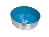 Nobby Heavy Paw Anti-Slip Stainless Steel Bowl, 23.5 cm, Light Blue/Silver