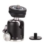 Camera Tripod Mini Ball Head with Cold Shoe - Metal Professional Panoramic Ballhead 360° Pan 90° Tilt Tripod Mount Adapter with 1/4" Screw for DSLR Camera/Light Stand/Cell Phone/Monopod/Gopro