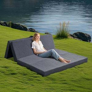 GEMBED Memory Foam Camping Mattress Pad, 3 Inch Thick Waterproof Foldable Sofa Bed Floor Mattress, Portable Sleeping Pad for Adult, Sleeping Mat for Travel RV Camping Guest Yoga, 75"x54"x3"
