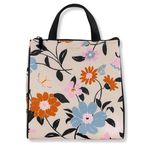 Kate Spade New York Portable Soft Cooler Lunch Bag with Silver Insulated Interior Lining and Storage Pocket, Floral Garden