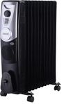 USHA Oil Filled Radiator Room Heater OFR 4213 F, 2900W with 13 Fins, 3 Heat Settings (1000W/1500W/2500W) + 400W PTC Fan Heater, Adjustable Thermostat, Overheat & Tip-Over Protection – Black