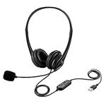 S SMAZINSTAR USB Headset with Microphone for PC Laptop, Professional Headphones For Adult Kids Adjustable Noise Cancelling Business Office Computer Headsets for with In-Line Control (1 Set)