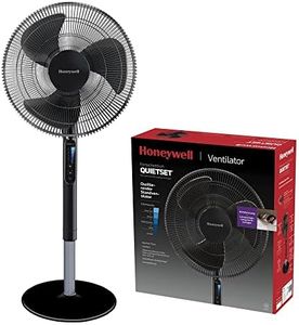 Honeywell Ventilateur oscillant sur pied Advanced QuietSet® (5 vitesses, fonction minuterie, oscillation à 70 °, hauteur réglable, télécommande, pratique) HSF600B