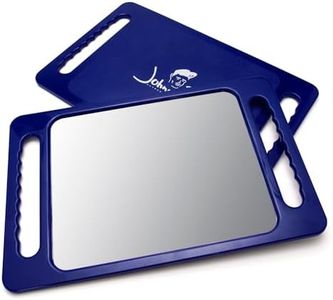 JOHNNY B. Large Handheld Lightweight Rectangular Mirror with Double Handle for Barbers, Hairdressers, Home