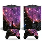 DOMILINA Full Body Vinyl Skin Decal Sticker Cover for Series X Console & Controllers - Purple Galaxy