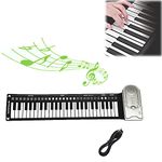 Denpetec Roll Up Piano,49 Keys Electric Piano Keyboard,Portable Keyboard Piano,Keyboard Piano for Beginners(Silver)