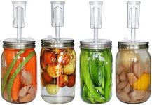 laffeya Fermentation Lids, Airlocks for Fermenting, 4 Sets Fermentation Kit for Wide Mouth Jars- Stainless Steel Fermenting Lids Compatible with Mason Jar for Making Sauerkraut, Pickle, Hot Sauce