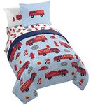 Jay Franco Trend Collector Go Fire Truck Go 5 Piece Twin Bed Set - Includes Comforter & Sheet Set - Super Soft Fade Resistant Microfiber Bedding