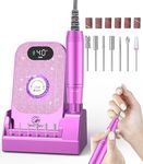 Portable Nail Drill Electric File: Professional Nail E File Machine 40000RPM for Acrylic Nails Remove Nail Gel Polish Manicure, Rechargeable Cordless Diamond Nail Drill with Bits & Base for Salon Home