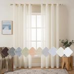 MIULEE 2 Panels Voile Curtains Sheer Cross Linen-like Solid Color Contemporary Decorative Ring Top Eyelet Panels for Bedroom Livingroom Nursery Room 55" Wx88 L Ivory