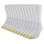 Gold Toe Men's 656s Cotton Crew Athletic Socks, Multipairs, Grey Heather (12-Pairs), Large (Pack of 12)