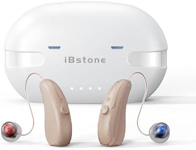iBstone HearEase Rechargeable Hearing Aids for Seniors & Adults, Receiver-in-Canal (RIC Type) OTC Devices, Digital Core with Noise Cancelling, 3 Professional Hearing Modes, 11 Volume Levels, Pair
