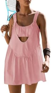 Sexyasasii Women Tennis Dress with Built in Shorts and Bra Sleeveless Casual Backless Golf Athletic Dress with Pockets Pink