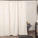 Piper Classics Farmcloth Stripe Shower Curtain, 72" x 72", Urban Rustick Farmhouse Bathroom Decor, Natural Cream Woven w/Black Stripes